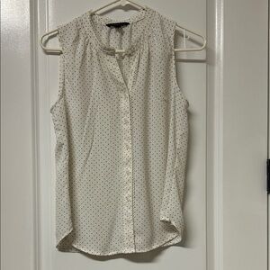 Banana Republic Ivory Sleeveless Blouse with Black Dots
